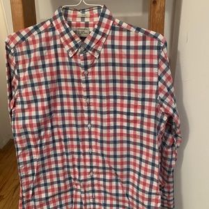 J Crew Men’s Button-Down Blue/Red Gingham Slim Fit